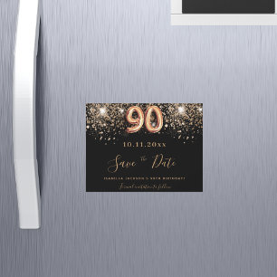 Carte Magnétique 90e anniversaire parties scintillant noire enregis
