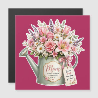 Carte Magnétique A bouquet of flowers in a watering can for mom 
