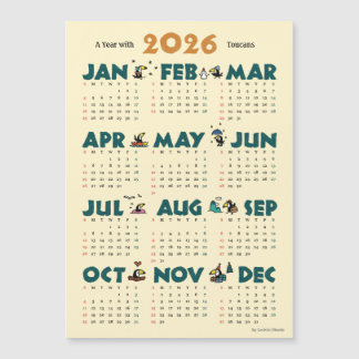 Carte Magnétique A Year with Toucans: Calendar 2026 マグネットカード