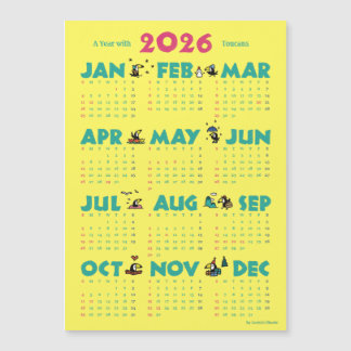 Carte Magnétique A Year with Toucans: Calendar 2026-Y マグネットカード