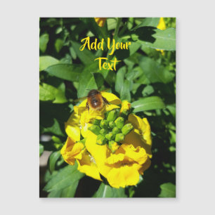 Carte Magnétique Abeille sur Fleurs Jaunes