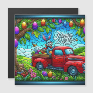 Carte Magnétique Abstrait lapin de Pâques heureux