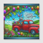 Carte Magnétique Abstrait lapin de Pâques heureux (Devant)