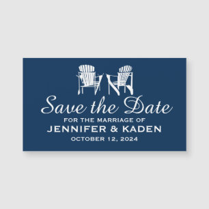 Carte Magnétique Adirondack Chaises bleu marine   Save the date
