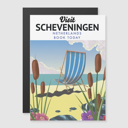 Carte Magnétique Affiche de la plage de Scheveningen aux Pays-Bas (Devant / Derrière)