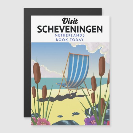 Carte Magnétique Affiche de plage de Scheveningen Pays-Bas (Devant / Derrière)