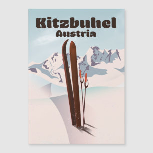 Carte Magnétique affiche de ski autrichienne de Kitzbuhel