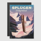 Carte Magnétique affiche de ski de splügen Suisse (Devant / Derrière)