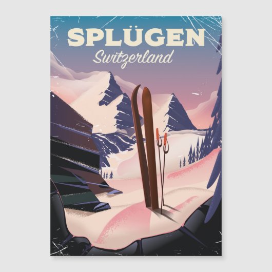 Carte Magnétique affiche de ski de splügen Suisse (Devant)