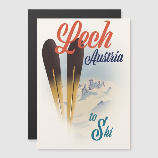 Carte Magnétique Affiche de ski Lech Austria (Devant / Derrière)