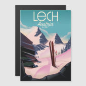 Carte Magnétique Affiche de ski Lech Autriche. (Devant / Derrière)