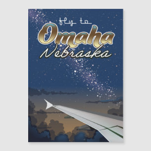 Carte Magnétique Affiche de voyage aérien vintage Omaha, Nebraska