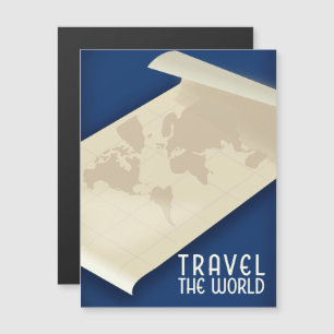 Carte Magnétique Affiche de voyage vintage Travel the World
