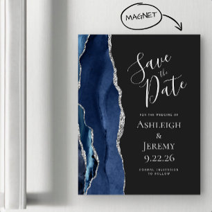 Carte Magnétique Agate Marine Bleu Argent foncé Magnétique Enregist