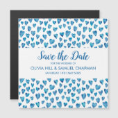 Carte Magnétique Aimant Blue Heart Save the Date (Devant / Derrière)