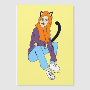 Carte Magnétique aimant catgirl
