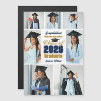 Aimant Collage Photo Diplômé Bleu Marine Or 2026