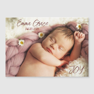 Carte Magnétique Aimant d'annonce de naissance photo minimaliste mo
