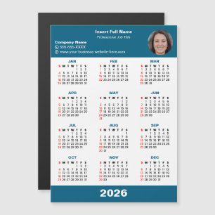 Carte Magnétique Aimant de calendrier 2026 pour entrepreneur