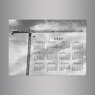 Carte Magnétique Aimant de calendrier 2027 de grue de construction