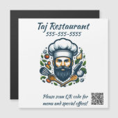 Carte Magnétique Aimant de code QR de restaurant de chef modifiable (Devant / Derrière)
