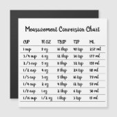 Carte Magnétique Aimant de conversion de mesure de cuisine pour la  (Devant / Derrière)