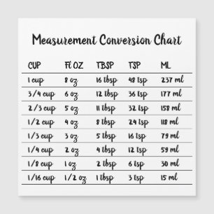 Carte Magnétique Aimant de conversion de mesure de cuisine pour la 
