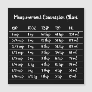 Carte Magnétique Aimant de conversion de mesure de cuisson noire po