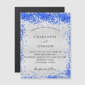 Carte Magnétique Aimant de luxe bleu roi argent (Devant / Derrière)