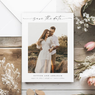 Carte Magnétique Aimant de mariage minimal avec photo et texte scri