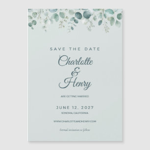 Carte Magnétique Aimant de rappel de date de mariage Blue Sage Euca