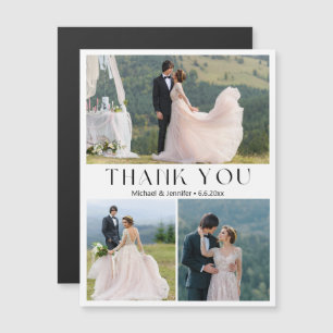 Carte Magnétique aimant de remerciement de mariage minimaliste 3 ph