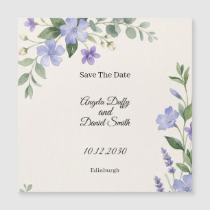 Carte Magnétique Aimant de sauvegarde de date florale lavande viole