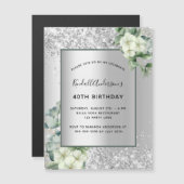 Carte Magnétique Aimant d'invitation à l'anniversaire fleuri d'arge (Devant / Derrière)