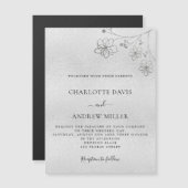 Carte Magnétique Aimant d'invitation de mariage élégant à fleurs d' (Devant / Derrière)