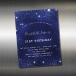 Carte Magnétique Aimant d'invitation de parties scintillant bleu ma<br><div class="desc">Un aimant d'invitation moderne,  élégant et glamour pour une fête d'anniversaire de 21ème (ou tout âge). Un arrière - plan bleu marine,  décoré avec de la poussière de parties scintillant imitation. La couleur bleue est inégale. Personnalisez et ajoutez votre nom et les détails de votre fête.</div>