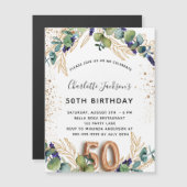 Carte Magnétique Aimant d'invitation pour le feuillage d'eucalyptus (Devant / Derrière)