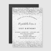 Carte Magnétique Aimant d'invitation pour parties scintillant d'arg (Devant / Derrière)