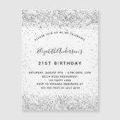 Carte Magnétique Aimant d'invitation pour parties scintillant d'arg (Devant)