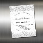Carte Magnétique Aimant d'invitation pour parties scintillant d'arg<br><div class="desc">Un aimant d'invitation pour une élégante fête d'anniversaire de 21ème (ou de n'importe quel âge). Un arrière - plan blanc chic. Décoré avec de la parties scintillant en faux argent. Personnalisez et ajoutez un nom et des détails du parti. Le nom est écrit avec un script de style manuscrit</div>