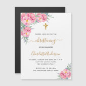 Carte Magnétique Aimant d'invitation rose de fleurs roses (Devant / Derrière)