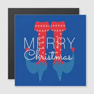 Carte Magnétique Aimant Flocon de Neige Écriture Rouge Bleu Lutin d
