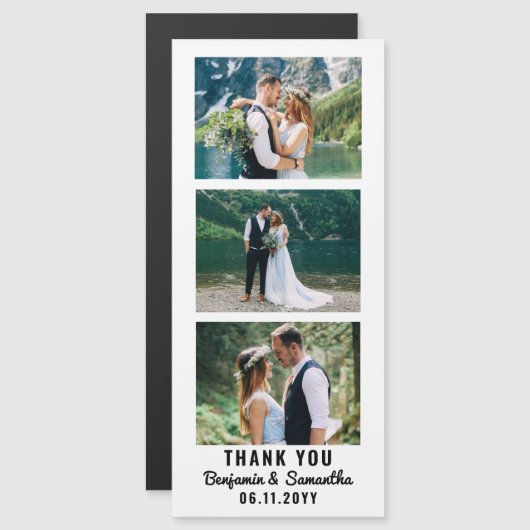 Carte Magnétique Aimant frigo mariage Merci photo (Devant / Derrière)