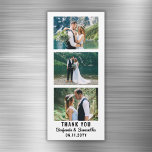 Carte Magnétique Aimant frigo mariage Merci photo<br><div class="desc">Un mariage personnalisé, merci pour. Aimant frigo conçu comme une bande de cabine photo et personnalisé avec 3 photos des jeunes mariés, leurs noms ou "M. et Mme", et leur date mariage ou année établie. Pour modifier la couleur de l'arrière - plan ou le style de texte, cliquez sur le...</div>
