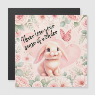 Carte Magnétique Aimant lapin et papillon adorable