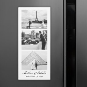 Carte Magnétique Aimant noir et blanc mariage de poche photo