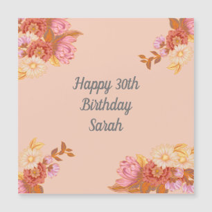 Carte Magnétique Aimant personnalisé Fleurs Joyeux Anniversaire