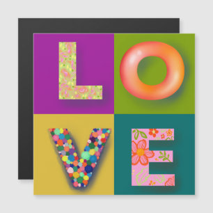 Carte Magnétique Aimant simple et coloré pour réfrigérateur LOVE