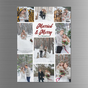 Carte Magnétique Aimé & Joyeux Noël Collage de Photos Aimant