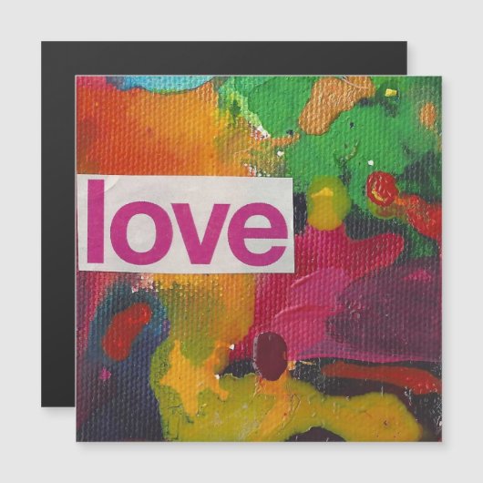 Carte Magnétique Aimer collage aquarelle (Devant / Derrière)